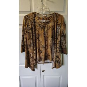 TanJay Women’s Size XL 2-Piece Set Snakeskin Print Cardigan & Matching Tank Top
